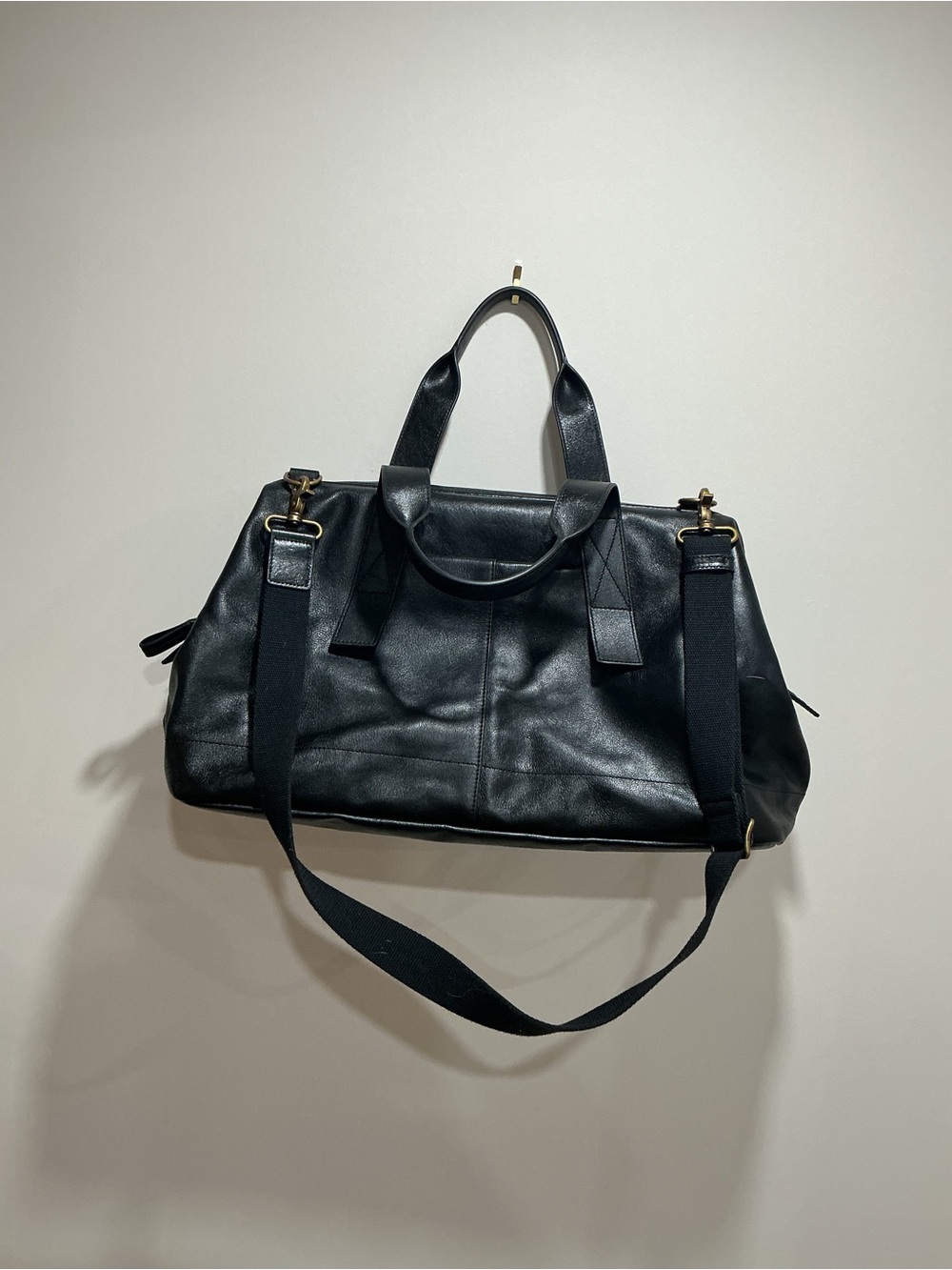 Mens Fossil Kayden Duffle Bag Leather in black